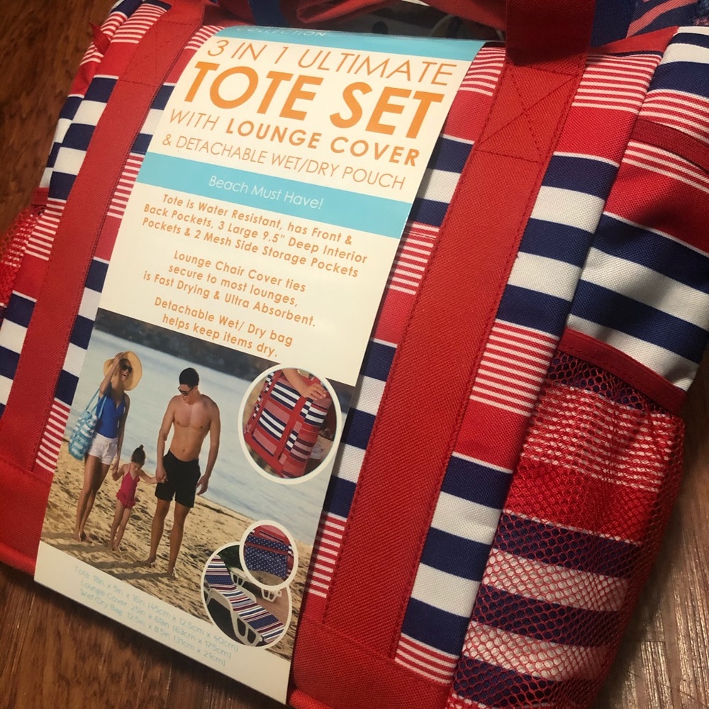 Summer Beach Tote w/ Lounge Cover & wet/dry pouch